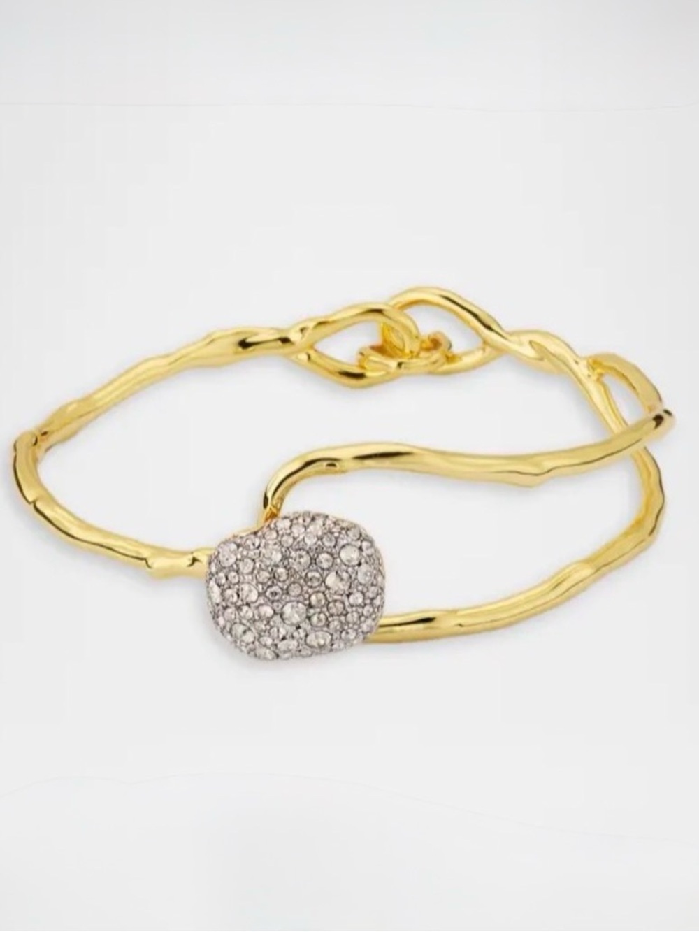 Alexis Bittar Solanales Crystal Pebble Clasp Bracelet Gold Vine Clear C Z AU21